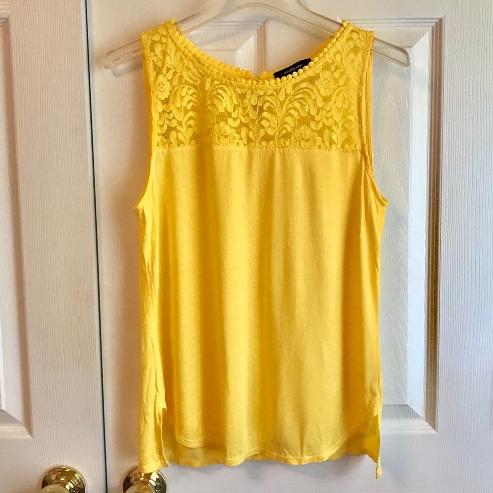 Mustard Yellow Lace Sleeveless Top